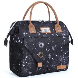 Lekesky Women's Cool Bag, Insulated Lunch Bag, Leak-Proof, Wide Open Lunch Box, 11 L, Astronomy