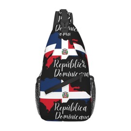 KOSUES Dominican Republic Map Flag Sling Bag Casual Crossbody Bag Sports Shoulder Backpack Travel Chest Pack Cycling Cross Bags Gym Hiking Daypack