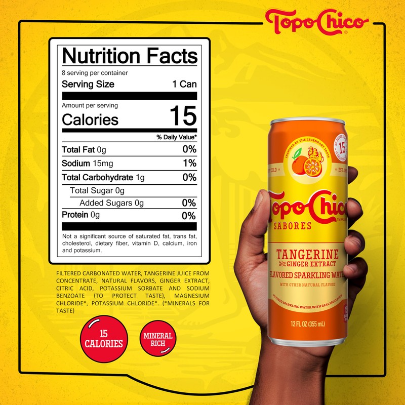 Topo Chico Sabores Tangerine with Ginger Extract 12oz 8pk