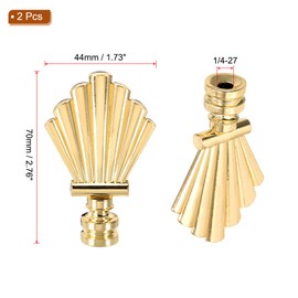 PATIKIL 44mm Lamp Shade Finial, 2pcs Lamp Finials Caps Knob 1/4-27 Inch Threaded Alloy Solid Lamp Finial Decoration for Lamp Shade Table Floor Lamps, Golden