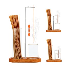 huulmood 2 in 1 Incense Holder for Sticks(HeightAdjustable), Anti-Ash Flying Insence-Sticks Burner withGlass Incense Holder Organizer for Meditation Yoga SpaHome Decor Sage