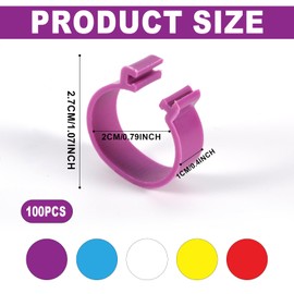 KINBOM Pack of 100 Chicken Leg Rings, 5 Colours Chicken Thigh Ring Clip Numbered Poultry Foot Rings Chicken Legs Bands Chicken Foot Tags for Ducks, Pigeons, Sea Goose, Poultry (20 mm)