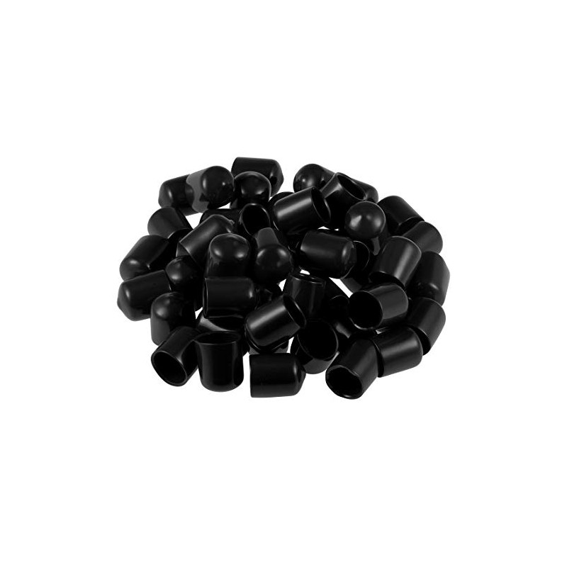 uxcell 50pcs Rubber End Caps 14mm ID Vinyl Round Tube