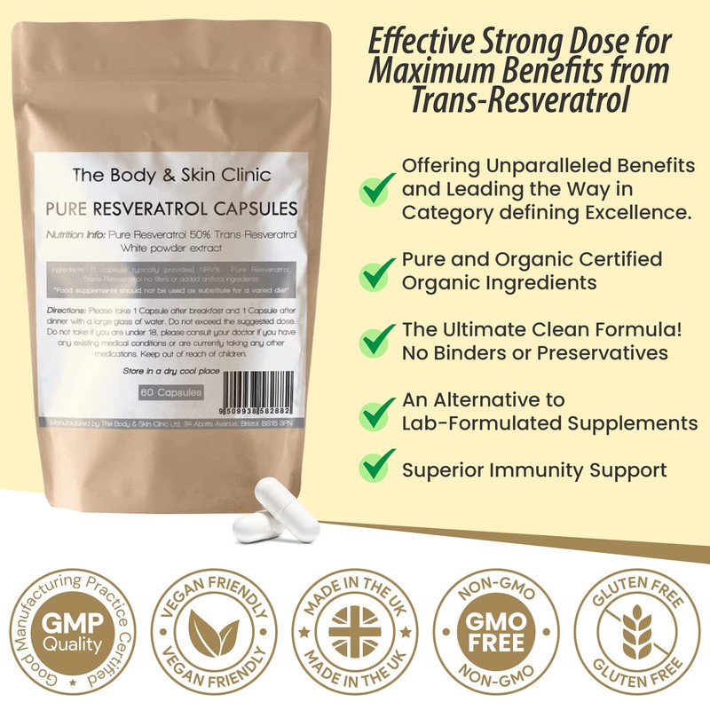 Trans Resveratrol - Pure Natural - 60 Capsules - 1-2