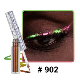 Chameleon Glitter Liquid Eyeliner, Highly Pigmented Intense Color Shifting, Waterproof Eyeliner Metallic Multi-Reflective Finish, Longwearing, Smudge-proof, Ultra-Fine Tip, PINK GOLD GREEN 902