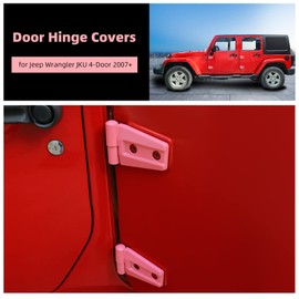 8PCS Door Hinge Covers Protector for 2007-2018 Jeep Wrangler JKU 4-Door (Pink)