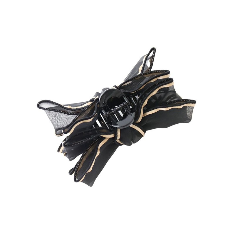 Vingtaine H7903-BLACK Organdy Ribbon Hair Claw for Adults, Women’s