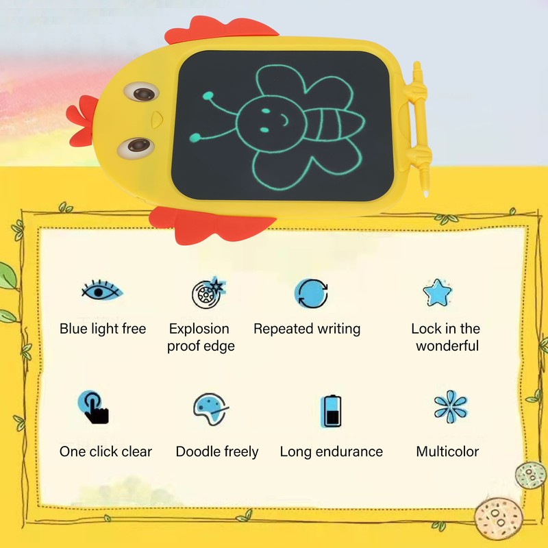 8.5in Children Drawing Board Chicken Shaped LCD Painting Writing Tablet