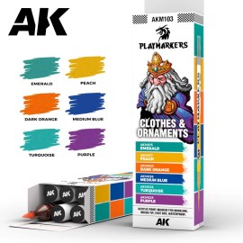 AK Interactive: Clothes & Ornaments - 6 Markers - PLAYMARKERS - Paint Marker Set