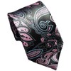 Geotae Zerun New Classic Men's Paisley Silk Tie Necktie, Black/Pink,
