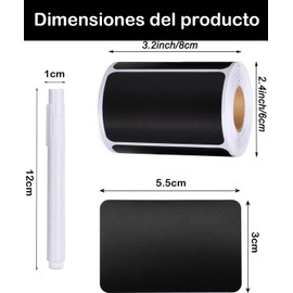 Etiquetas Adhesivas,300piezas de Etiquetas para Especieros, Etiquetas para Organizar Cocina, Oficina, Eventos y Aulas, 5.5 x 3.5 cm, PVC