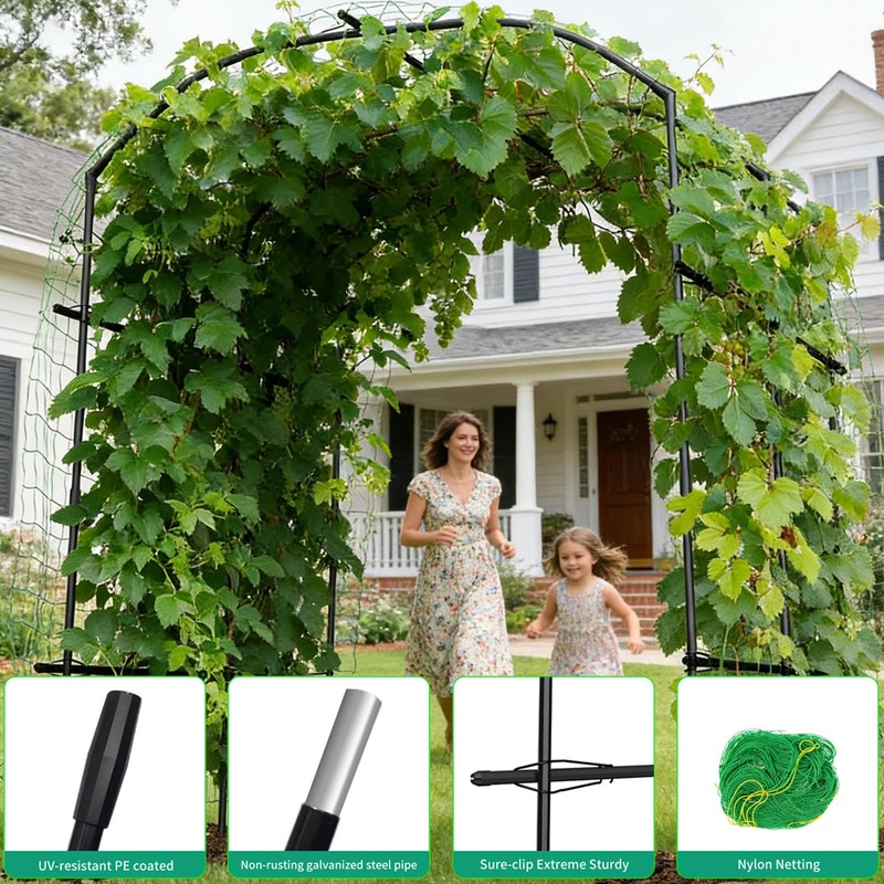 Tall Garden Arch Trellis for Climbing Plants, 87in Tall Metal