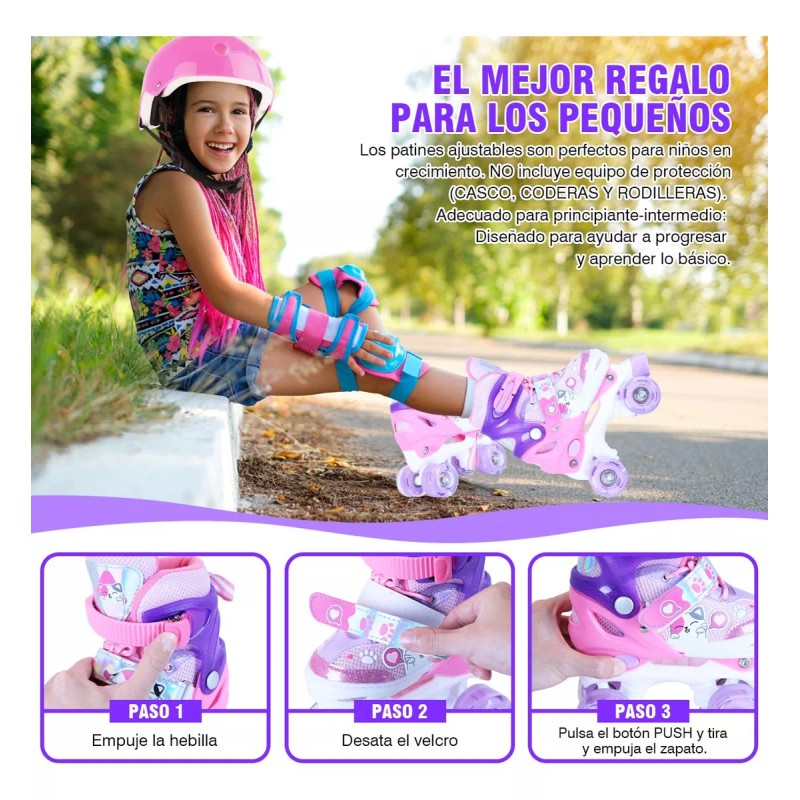 Trixter Patines De 4 Ruedas Ajustable Niño Niña Con Kit