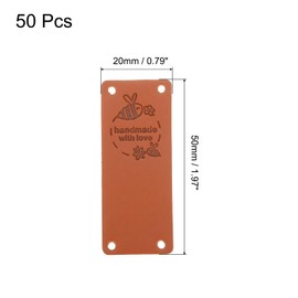 QUARKZMAN Pack of 50 Handmade Leather Labels for Sewing Handmade Label PU Leather Handmade Embossed Label for Decorating DIY Sewing Crafts, 50 x 20 mm, Bees