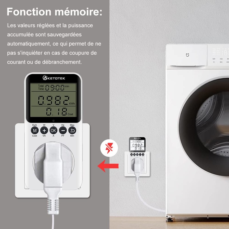 KETOTEK Digital Electricity Meter Wattage Socket
