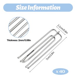40 Pack Pinch Pleat Curtain Hooks, Stainless Steel Header Tape Pins, Heavy Duty Metal Curtain Hooks for Window Door Bathroom Curtain (Silver)