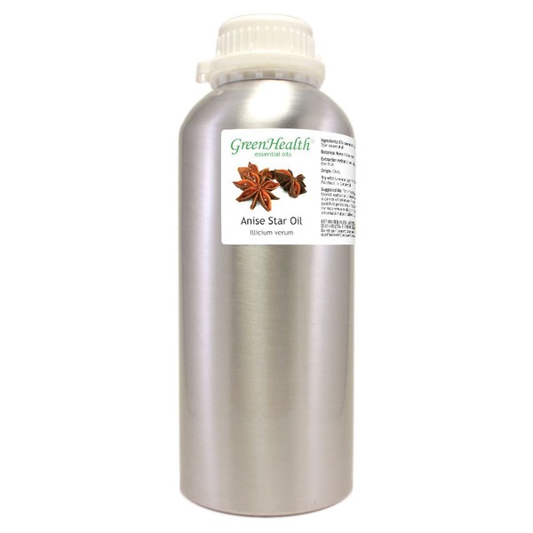 Anise Star Essential Oil - 32 fl oz (946 ml) Aluminum Bottle w/Plug and Cap - 100% Pure Essential Oil - GreenHealth
