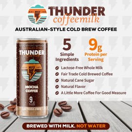 Thunder Coffeemilk, Mocha, 9g Protein from Lactose-Free Milk, Gluten Free, 11 Fluid Ounce (Pack of 12)