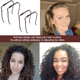 4pcs Square Headband,Fashion Sunglass Headbands,Invisible Hair Hoop,Curly Thick Hair Hairstyle Fixing Tool for women men(Black, Gold, ONE SIZE)