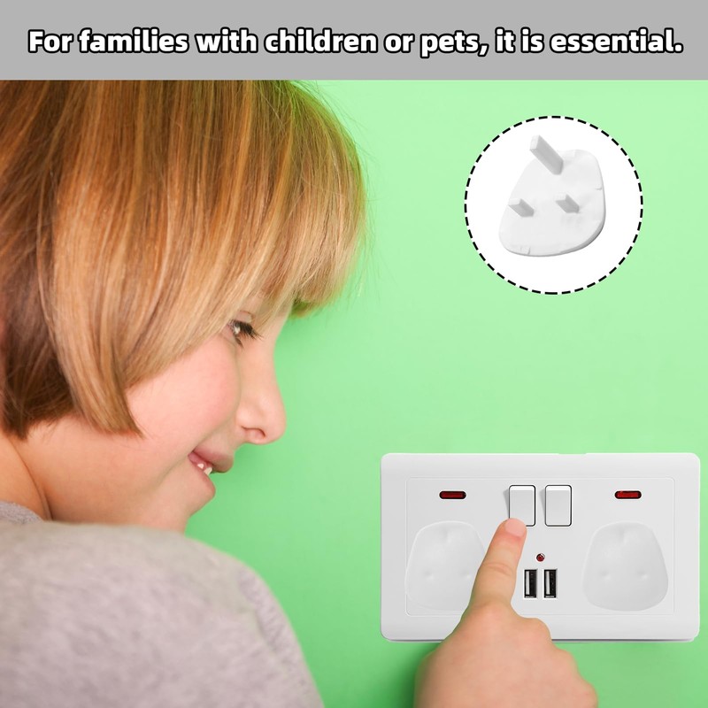 10 Packs of Plug Socket Covers UK White Safety Plug