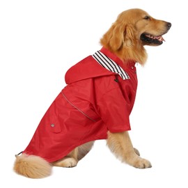 HDE Dog Raincoat Double Layer Zip Rain Jacket with Hood for Small to Large Dogs Red - XL