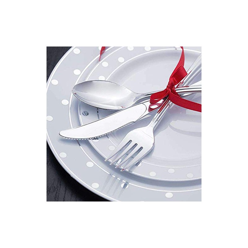 Plastic Shiny Metallic Spoons - 6.75" | Silver | 24