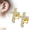 Tapsi´s Coolbodyart® Women's Stud Earrings Cross with Zirconia in Gold,
