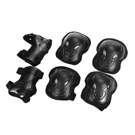 Qchomee Adults Teens Kids Protective Gear Set 6 in 1 Knee Elbow Pads Wrist Guards Protection Safety Outdoor Sports Bike Skateboarding Riding Cycling Scooter Rollerblading Roller Skating,Black