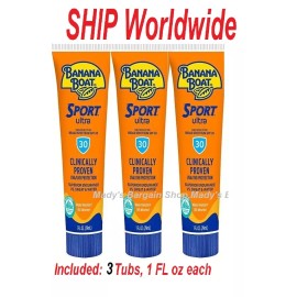 Banana Boat 3x Banana Boat SPF 30 Sun Screen Lotion Travel Size Ultra Sport 1oz ea 3oz Total