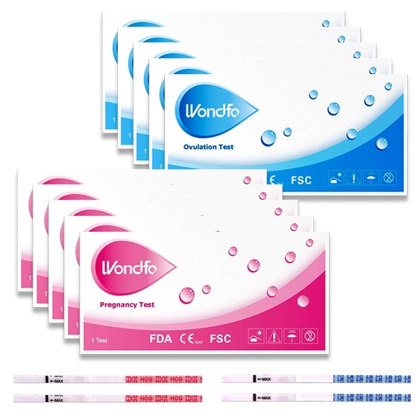 Wondfo 100 Ovulation Test Strips and 20 Pregnancy Test Strips Kit - Rapid Test Detection for Home Self-Checking Urine Test (100 LH + 20 HCG)