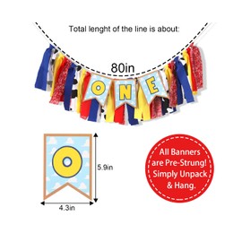 Banner temático de juguete para el primer cumpleaños – Banner para silla alta de primer cumpleaños de Toy Inspiration Story, decoraciones de fiesta occidental, pancarta de vaquero occidental, pancarta