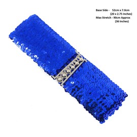 Wide Large Sequin Blue Corset Belt Length/Width 56 x 7cm Elastic Waist Paillette Style