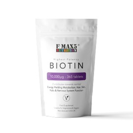 Biotin Hair Growth Supplement, 30-365 Tablets (1 month to Full Year Supply) Biotin 10,000MCG by FMax5 Supplements (365)