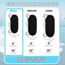 Sailortenx 2 Packs Boat Fender Cover, 6"*18" Marine Bumper Covers,Polyester(Boat Fender Not Included)