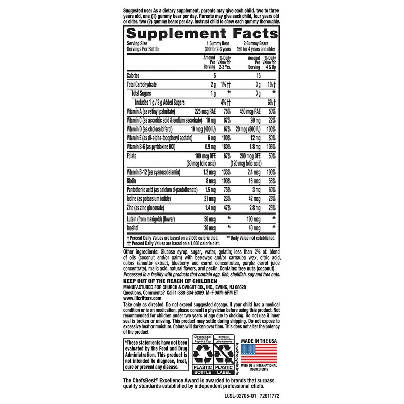 Gummy Vites Children's Chewable Gummy Bear Multivitamin Dietary Supplement, 300