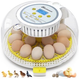 18 Egg Incubator,Automatic Turning,Egg Candler,Air Vent, Hatching Chicken Duck Quail Bird,Poultry Incubator for Hatching Chick (Grey-Yellow)