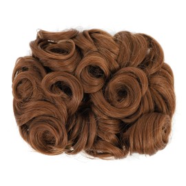 SWACC Short Messy Curly Dish Hair Bun Extension Easy Stretch hair Combs Clip in Ponytail Extension Scrunchie Chignon Tray Ponytail Hairpieces (Light Brown-12#)