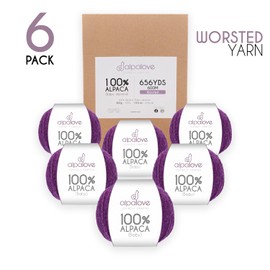 ALPALOVE Worsted Set (6 x 1.75 oz) Super Soft Baby Alpaca Knitting Yarn Berry 656 Yards