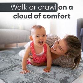 Vibezy Foam Puzzle Floor Mat - Large 16 Piece Interlocking Carpet Tiles, Thick Padded Squares for Baby Play Mats & Flooring Tile with Cushions (Gray)