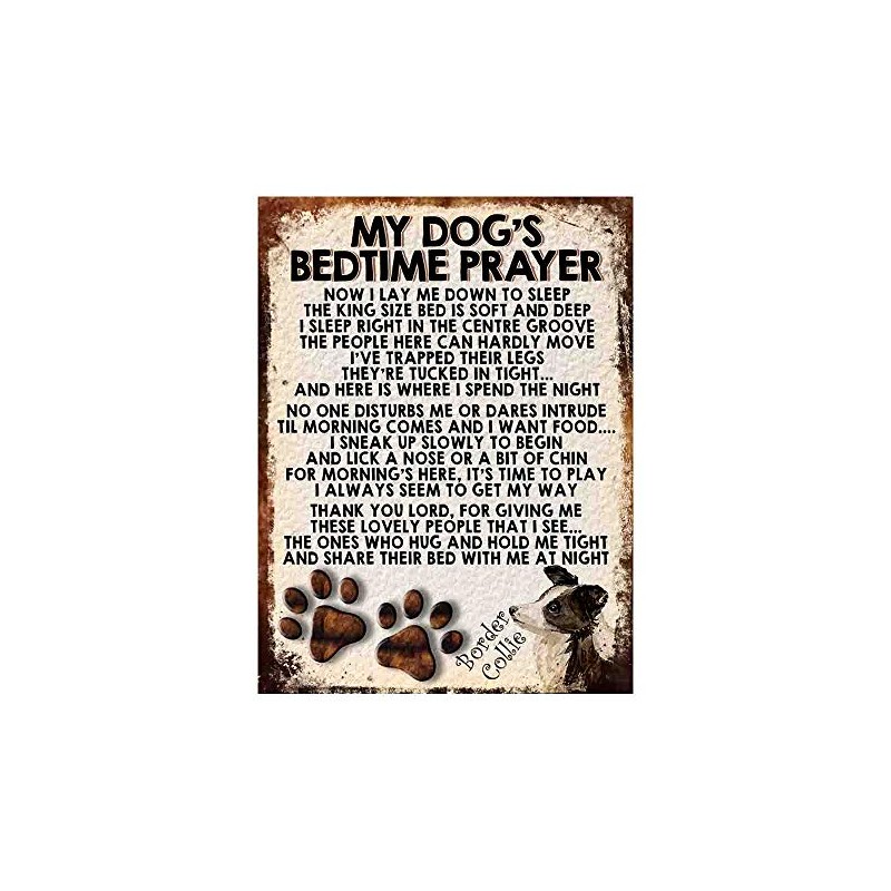 MY DOG'S BEDTIME PRAYER RETRO STYLE METAL TIN SIGN/PLAQUE (BORDER