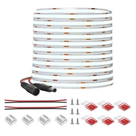 FCOB COB LED Strip Light 32.8FT Flexible High Density Uniform Cob Strips 24V Cool White 6000K 480LEDs/m CRI 90+ Dimmable 8mm LED Tape Lights for Under Cabinet, No Power/Controller