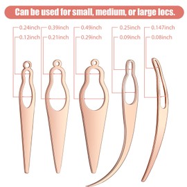 5 Pieces Sisterlocks Craft Hair Extensions Tightening Accessories with Crochet Tool and Metal Gift Box for Different Locs (Rose Gold)