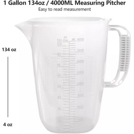 Unbranded One Gallon Measuring Pitcher Convenient Conversion Chart 134oz Extra Large