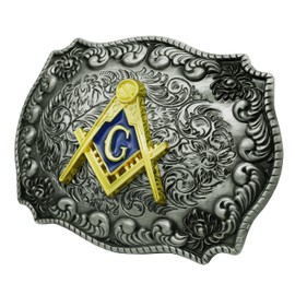 Morase Masonic Monogram Symbol Design Cowboy Belt Buckles (Parterre)
