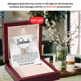 To My Soulmate Necklace For Women, Soul Mate Jewelry for Women, Future Wife Gifts, Jewelry for Wife Necklace from Husband, Love Of My Life Gifts for Girlfriend, Pendant With Message Card (LED Box, Happy heart Rose Gold)