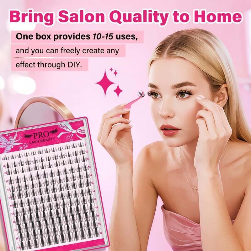 PROLASHBEAUTY Fairy Lash Clusters Invisible Band Manga Lashes for Daily