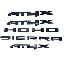 Side Door Rear Tailgate Letters Emblem Badge Replacement for 2023-2024 AT4X HD Sierra 6pcs (Gloss Black)