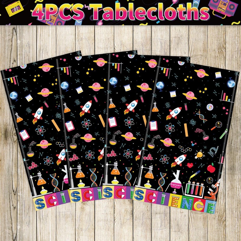 4Pack Scientist Theme Birthday Tablecloth Theme Birthday Party Supplies Mad