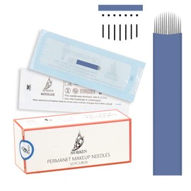 AWAKEN Microblading Needles 18 Pin Flat U for Eyebrow Lips Disposable Pre Sterile Eo Gas Permanent Makeup Tattoo 0.25 mm/50 Pieces (18U)