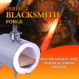 Simond Store Propane Gas Forge Single Burner, 2600F Rated, Blacksmithing Forge for Knife Making Farrier Forging Blacksmith Tools Equipment - Stainless Steel Round Forge